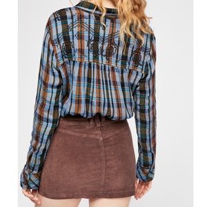 Free People Women's I Want It All Cord Skirt Dark Green Size 27